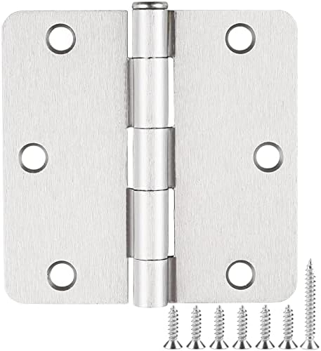 24 Pack Nickel Door Hinges Brushed Nickel Hinges for Doors 3 1/2 Interior Door Hinges Satin Nickel 3.5"x3.5 Inch Hinges Rounded 1/4" Raidus Standard Residential Bedroom Door Hinge Sturdy Door Hardware