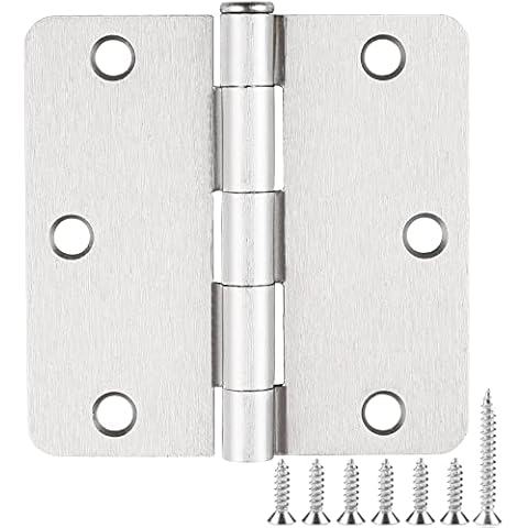 18 Pack Satin Nickel Door Hinges with Rounded Corners Cover