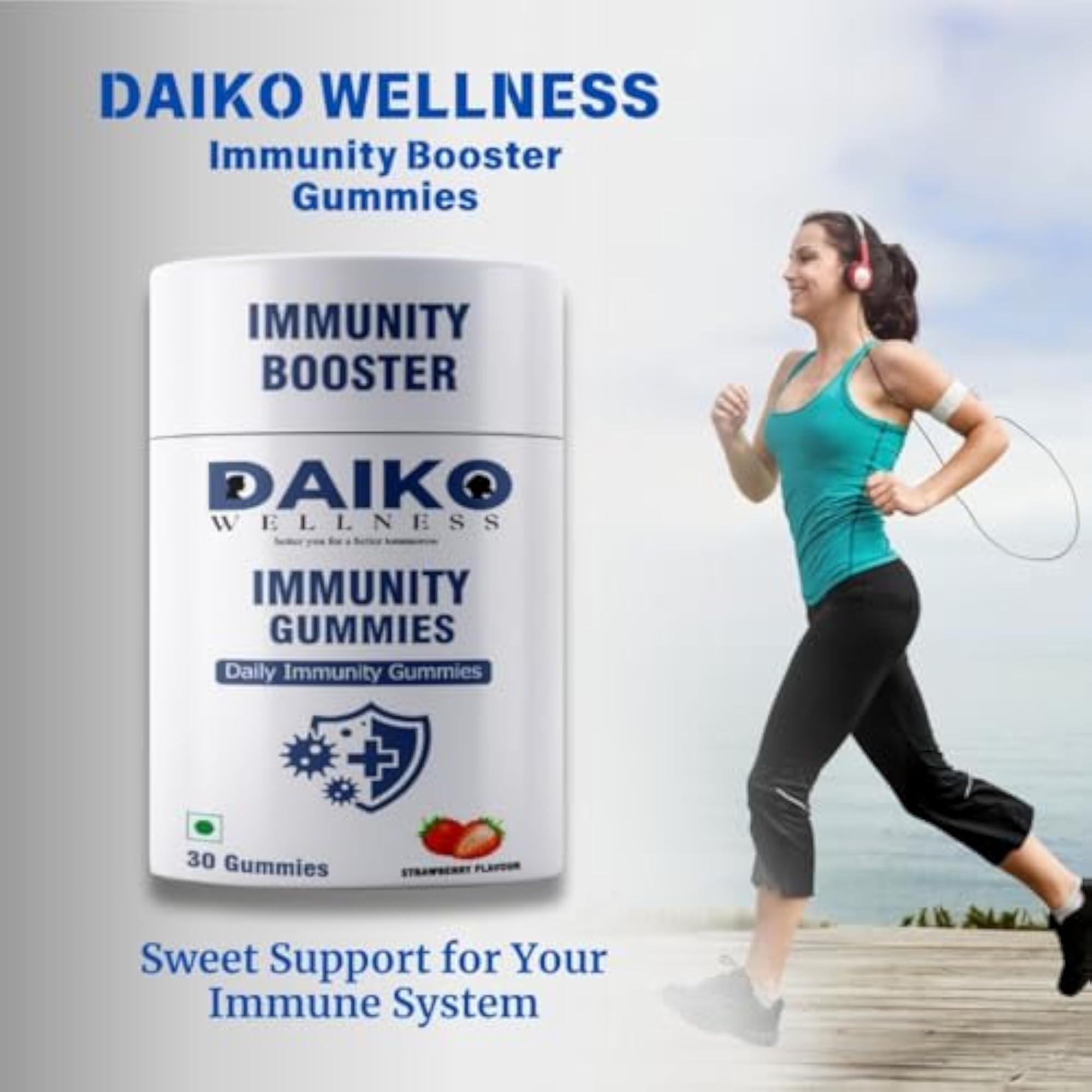 Immunity Booster Gummies 30 Pack, Vitamin C & Zinc Support