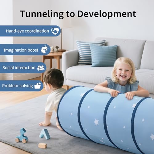 Image of SweHouse Toddler Play Tunnel, 69 inch x 18 inch Baby Crawl Tunnel for Toddlers 1-3, Soft Fabric Indoor Outdoor Crawling Toy for Kids, Foldable Play Tunnel for Boys & Girls