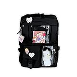 Mochila Kawaii Estilo Coreano Bolso Transparente para Chaveiros Unissex Infantil Adulto Divertida Escolar Volta as Aulas (Preto)