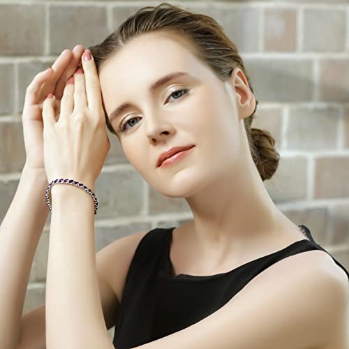 B. Brilliant Sterling Silver African Amethyst Marquise-Cut Tennis Bracelet For Women Girls With Jewelry Gift Box #TOP1