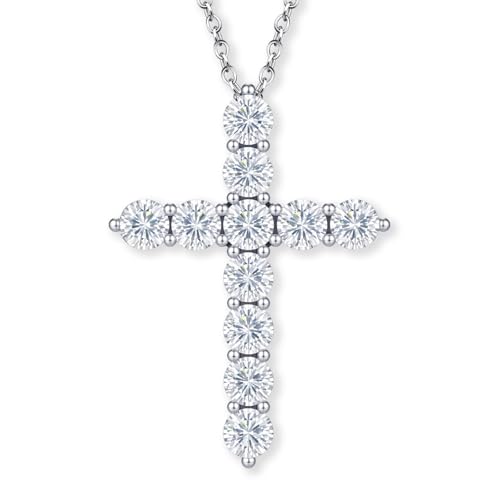 Moissanite Necklace for Women, Lab Grown Diamond Necklace, GRA Certified Moissanite Cross Pendant, 16
