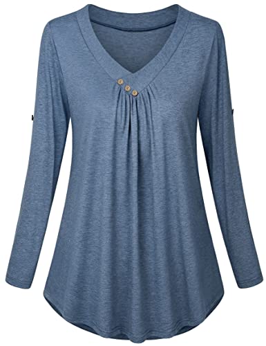 Hibelle Women's Business Casual V-Neck Tunic Blouse #TOP21