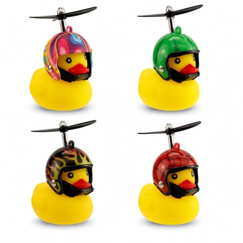 Winkee 4er Set Fahrrad Quietscheenten mit Helm & Propeller