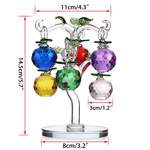 OwnMy Crystal Apple Tree Ornament Artificial Apple Tree Figurine Decorative Apple Tree Collectible, Glass Apple Tree Paperweight Table Decoration Centerpiece for Living Room Home Office Birthday Gift