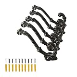 0-moyi 5 Packs Vintage Decorative Hooks Cast Iron Wall Wood Mounted Hooks Sturdy for Farmhouse Coats
