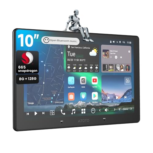 ATOTOZONE 10 inch QLED AI Android Car Stereo, 8G+128G Double Din Radio, Wireless Carplay & Android Auto, 4G LTE, Dual WiFi, 7.1.2 Channel Audio,FLAC, 36B-EQ, Hi-Volt RCA, HDMI Input, X10G211E
