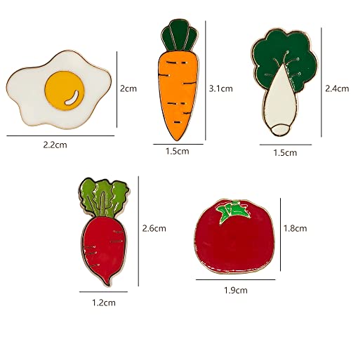 Image of 10pcs Vegetable Pin Badge Set Carrot Egg Tomato Radish Lapel Cute Fun Pins Brooch Backpack Scarf Decoration