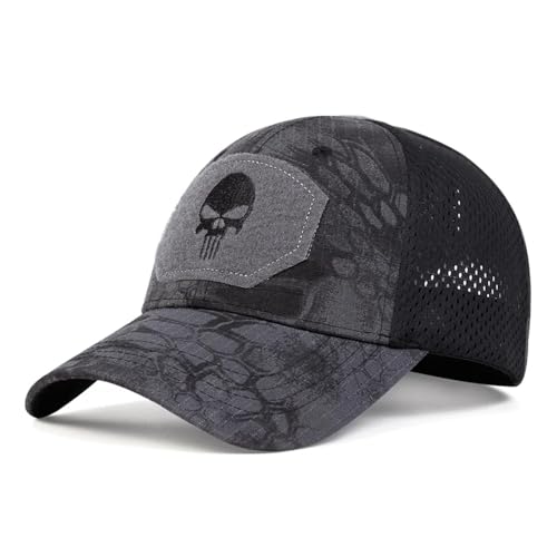 Gorra de verano de malla para pesca y caza con camuflaje exterior y visera ajustable snapback