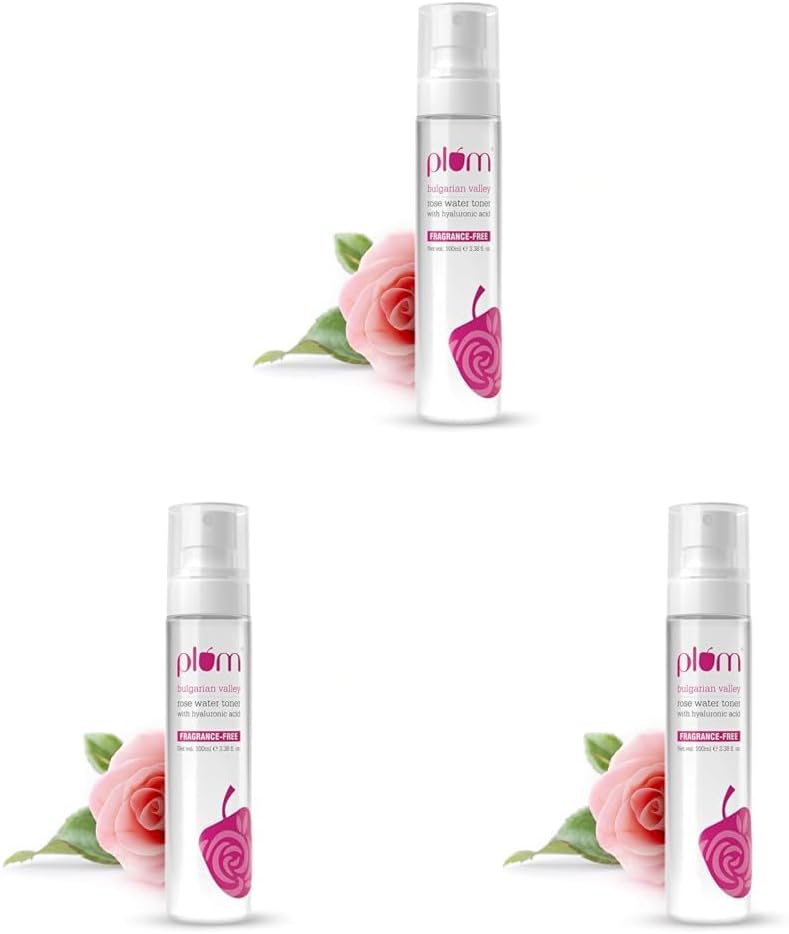 Plum Bulgarian Valley Rose water Toner For Face|With Hyaluronic Acid & Bulgarian Rose Extracts|Tightens Pores|Balances pH Levels|Alcohol-Free|Non-Drying|Soft Spray Format|All Skin types|100 ml
