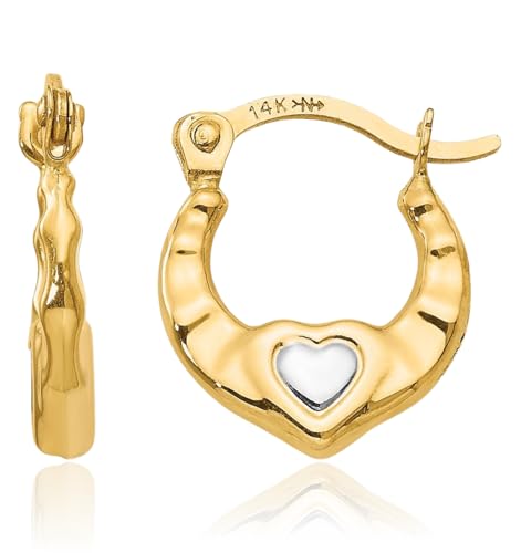 IceCarats 14K Solid Yellow Gold Small Heart Huggie Hoop Earrings