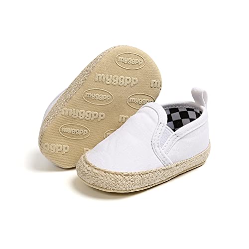 GYQWJPC Babyschuhe Neugeborene Baby Jungen Mädchen Baumwolle Weiche Sohle rutschfeste Schuhe Kleinkind Erste Wanderer Flache Turnschuhe Krippe Schuhe Schuhe (Baby Age : 12-18 Months, Color : White) Cover