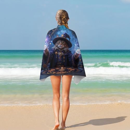 Serviette de plage originale chat magicien pour des moments magiques - 6