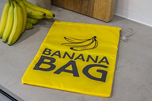 Foto von KitchenCraft Bananenbeutel, Beutel zum frischhalten von Bananen, Banane Sack mit Kordel Zug, Waschbarer Frischhaltebeutel, Wiederverwendbarer Sack, Polyester, Gelb, 38 x 28 cm