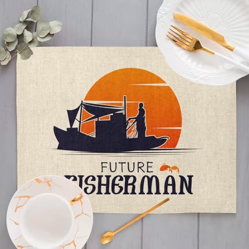 Sets de table en lin Future Fisherman - Grand format chic pour repas élégants