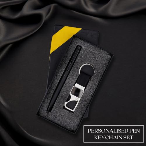 Image of Personalized Metal Ball Pen & Keychain Gift Combo 2 in 1 For Brother-Sister Special Occasion Corporate Gifting (Black)