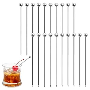 DONQL Roestvrijstalen cocktailsticks, herbruikbare fruitsticks, toothpicks, metaal, Martini Skewers, drankjes voor…