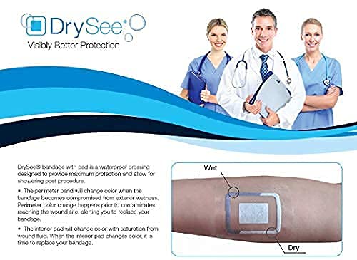 Drysee Waterproof Bandaid Adhesive Bandages - Tattoo Aftercare Bandage, Wound Care Supplies, Waterproof Bandages For Post Surgical Care, Swimming, Or Showering. First Aid Tape Or Blister Pads - 2X2 #TOP5