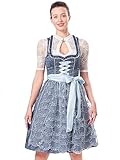 Dirndlwelle Damen Knielang Blau Dirndl inkl.Schürze für Oktoberfest 60CM Trachtenkleid Gr.34-44