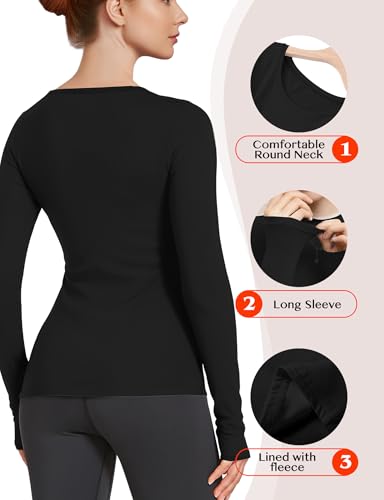 Image of Women's Long Sleeve Thermal Underwear Lightweight Compression Baselayer Shirt Women Clothing Premium Comfort Winter Tops
