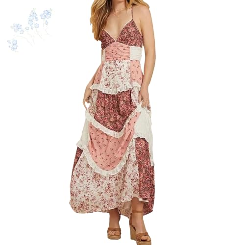 Adernlia Floral Maxi Dress, Summer Women Floral Flowy Maxi Dress, Y2k Long Sun Dresses for Women