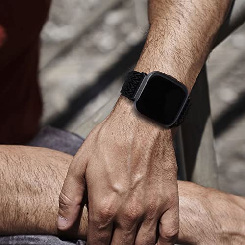 Uhkz Elastic Watch Bands Compatible With Fitbit Versa/Versa 2/Versa Lite/Versa Se,Adjustable Stretchy Nylon Fabric Sport Wristband For Versa Smartwatch Wristband For Women Men,Black #TOP5