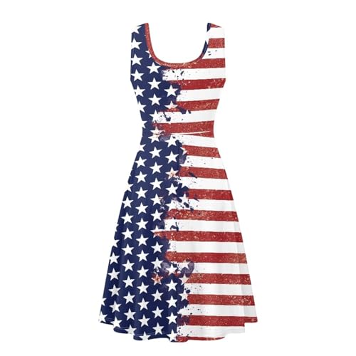 Image of Dreaweet Casual Sleeveless Dresses for Women Girls, Round Neck Tank Dresses with Pockets Summer Sundress Size XS-4XL