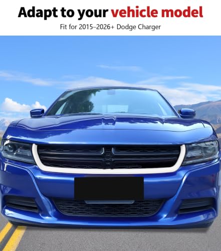 Image of Voodonala for Charger Front Grille Inserts Trim for 2015-2023 Dodge Charger, Radiator Grill Cover Protector, ABS White Exterior Accessories, 2PCS