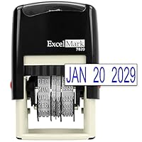 ExcelMark 7820 Self-Inking Rubber Date Stamp – Great for Shipping, Receiving, Expiration and Due Dates (Blue Ink)