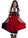 Traje tradicional tirolés de tres piezas. Set de vestido tirolés - Traje Tradicional, blusa, delantal, ALM467. rojo/negro 34