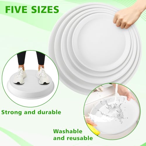 U0U 5 Size Round Stepping Stone Mold,8.7\" 9.25\" 10\" 11.4\" 12.6\" Stepping Stone Molds for Concrete,White Plastic Concrete Molds for Casting Garden Pathmate Pavement Precast and Forms Walkway (White) - Thumbnail 3