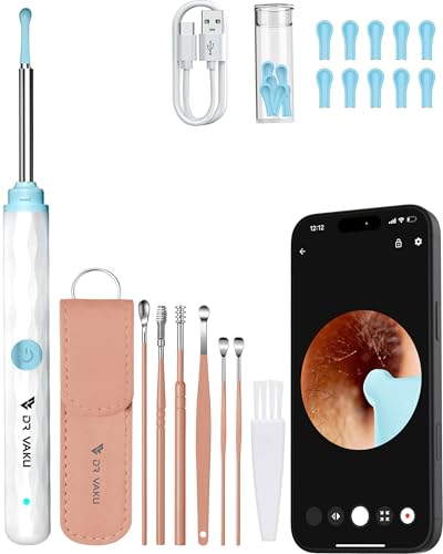 Image of Dr Vaku Earocam Ear Cleaner Earwax Removal Tool with Extra Cleaning Kit (Set of 7) HD Camera Wifi Connection & 6 LED Lights Endoscope Tool + 11 Silicone Tips Free & Storage Case-White /Pink