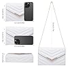 Larcenciel Clutch Weiß, Veganes Leder Handtaschen mit Handgelenkst & Kette, Elegant Gesteppte Umschlag Abendtasche, Mode Umhängetasche Crossbody Tasche für Hochzeit Party Prom Date Bankett, 23x16x6CM #1