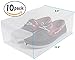 Greenco Clear Foldable Shoe Storage Boxes, 10 Pack. Stackable Heavy Duty Plastic Shoe Storage Boxes, Shoe Box Organizers