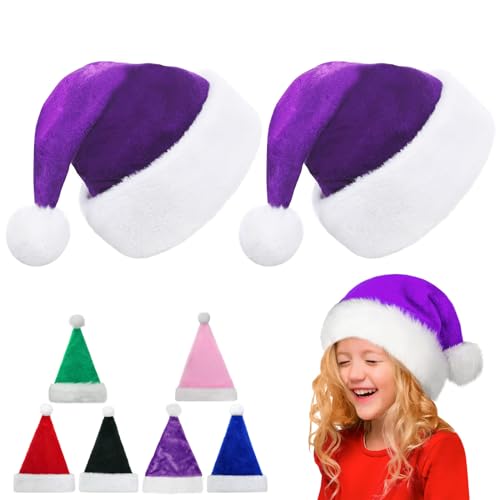 POPOYU 2 Stück Lila Kinderausgabe Weihnachtsmütze,35 cm...