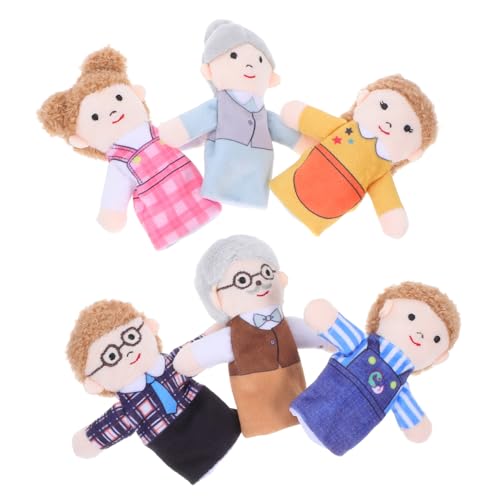 Image of 6pcs Family Hand Puppets Plush Finger Puppets for Kids