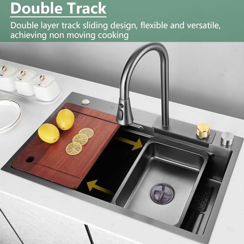 Évier sous plan évier cuisine inox 1 bac multifonctionnel