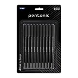 Pentonic 0.7 mm Ball Pen Blister Pack | Black Body | Black Ink | Set of 10 Pens
