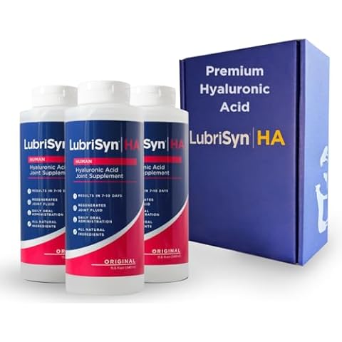 LubriSynHA Human Joint Supplement, Original 3 x 11.5oz – All-Natural, High-Molecular Weight Hyaluronic Acid HA - Joint Support for Women & Men – Promotes Healthy Joint Function, Made in USA, Vegan Cover