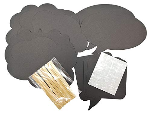 Photo Booth Props Kit,Writable Black Paper Card Board Photographing Props for Party Favor(10pcs with Different Shapes) - Image 4
