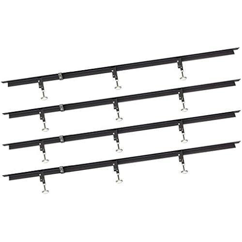 Glideaway Heavy Duty Adjustable Steel Metal Bed Frame Support Mattress Cross Bars with 12 Adjustable No Slip Feet, King (4 Piece)