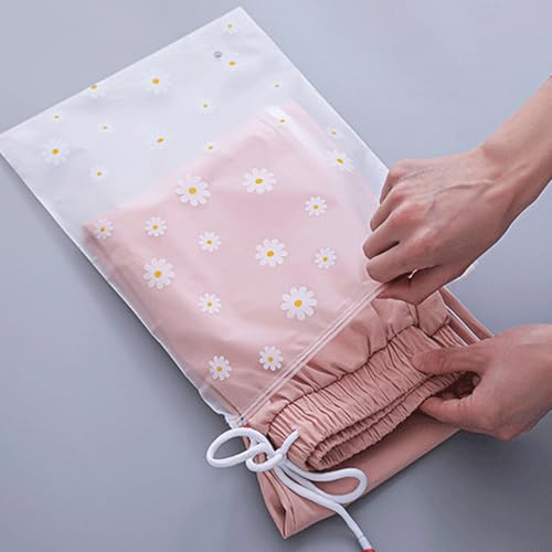 AMONENZ 25 Stück Ziplock Taschen, Transparente Gänseblümchenmuster Zipper Beutel, Eva Kleine Zipper Tütchen, Wiederverwendbare Zip Beutel Kleidung für Unterwäsche, Kleidung, Kosmetik