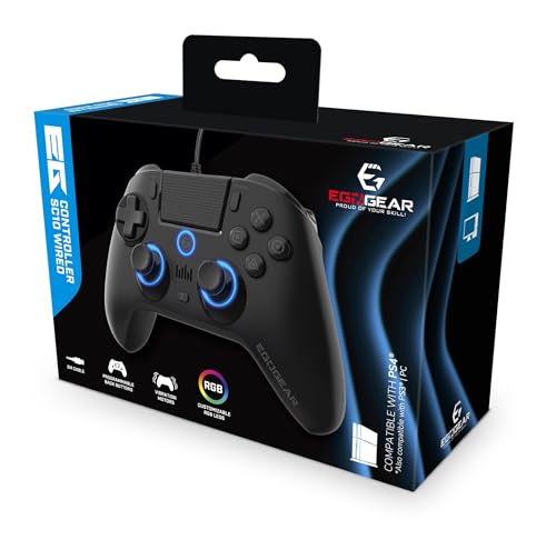 EgoGear - Manette Gaming à palettes filaire SC10 Noir pour PS4/PS3/PC, RGB personnalisables, Moteurs de vibrations, Port jack 3.5mm, 800 mAh – Image 3