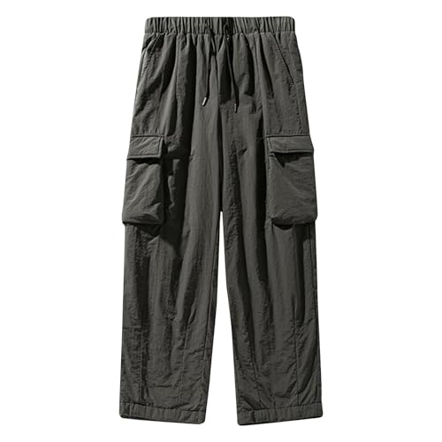 Men Outdoor Hiking Cargo Pants Baggy Sport Workout Lounge Sweatpant Loose Waterproof Drawstring Elastic Waist Trouser