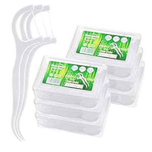 Mooclin Tandenstokjes, 180 stuks, tandheelkundige floss tandenstokers, wit, voor orale verzorging tandreiniger, verpakking van 6 stuks