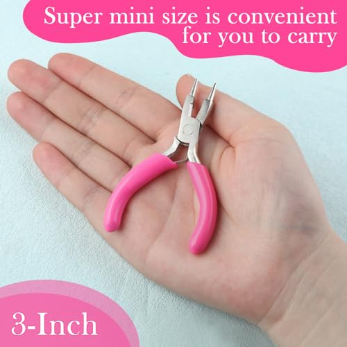Image of 3 Inches Mini Round Nose Pliers With Cutter for Jewelry Making - Smooth Jaws Wire Looping and Bending Tool - Small Jewelry Supplies