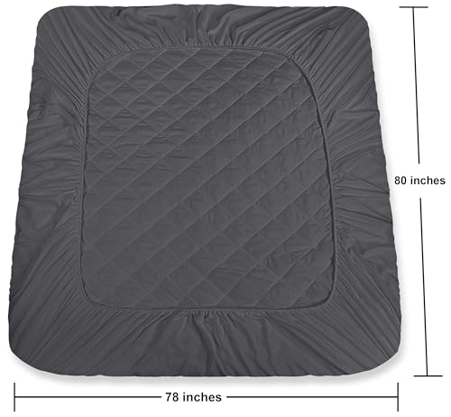 Utopia Bedding Quilted Fitted Mattress Pad, King Size, Elastic Fitted Mattress Topper Protector and Cover Stretches up to 16 Inches Deep, Machine Washable (Grey)