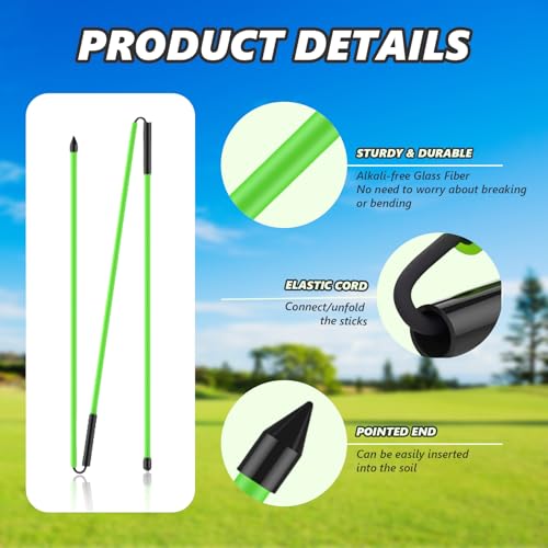 flintronic Golf Alignment Sticks, 2 Stück Klappbar Golfübungsstangen mit Durchsichtigem Aufbewahrungsrohr, Alignment Übungsstangen Schwunghilfe Golfübungsgerät Richtungsanzeige zum Zielen Putten, Grün