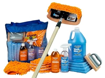 Aero Cosmetics Wet or Waterless Wash Wax Mop Kit - Excellent for Washing Large Vehicles Including Aircraft, Trucks, Trailers, RV, and Boats.